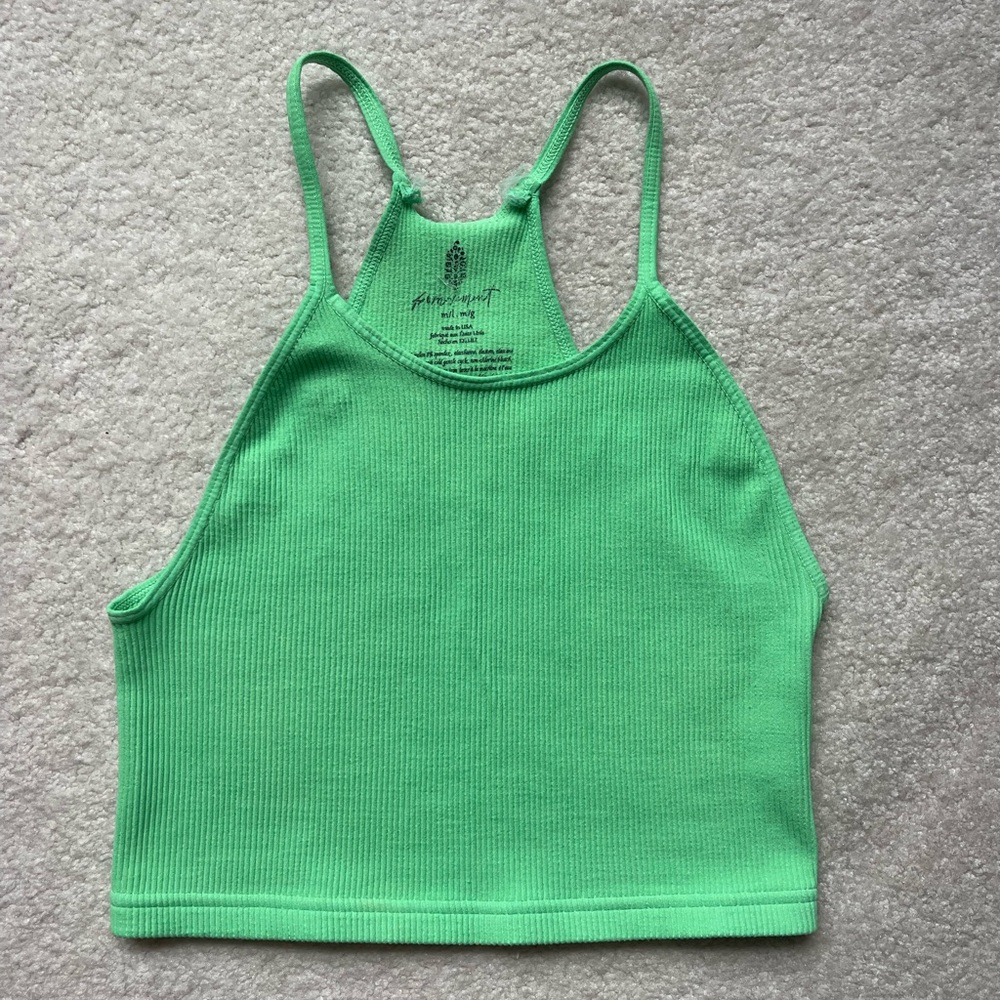 Free People Movement Happiness Runs Crop Tank Lime Green Size M/L